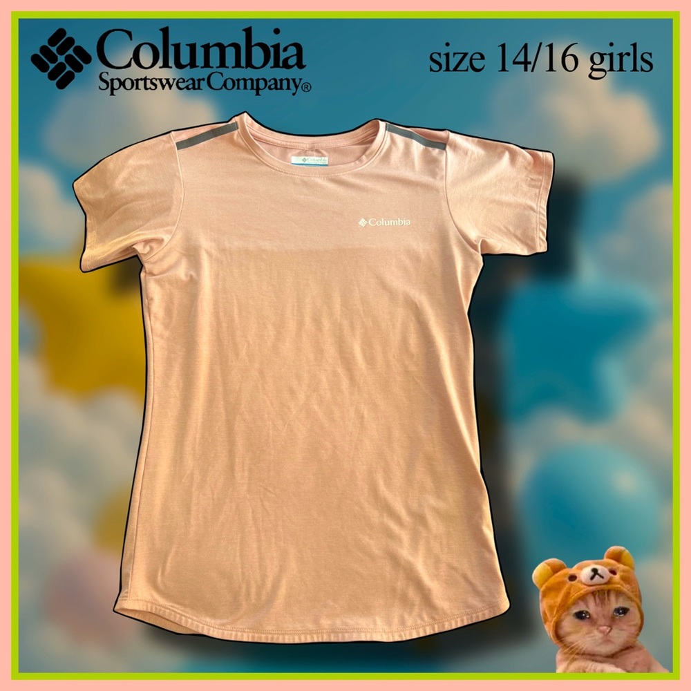 COLUMBIA big girls' light peach short sleeve T-SHIRT size 14/16